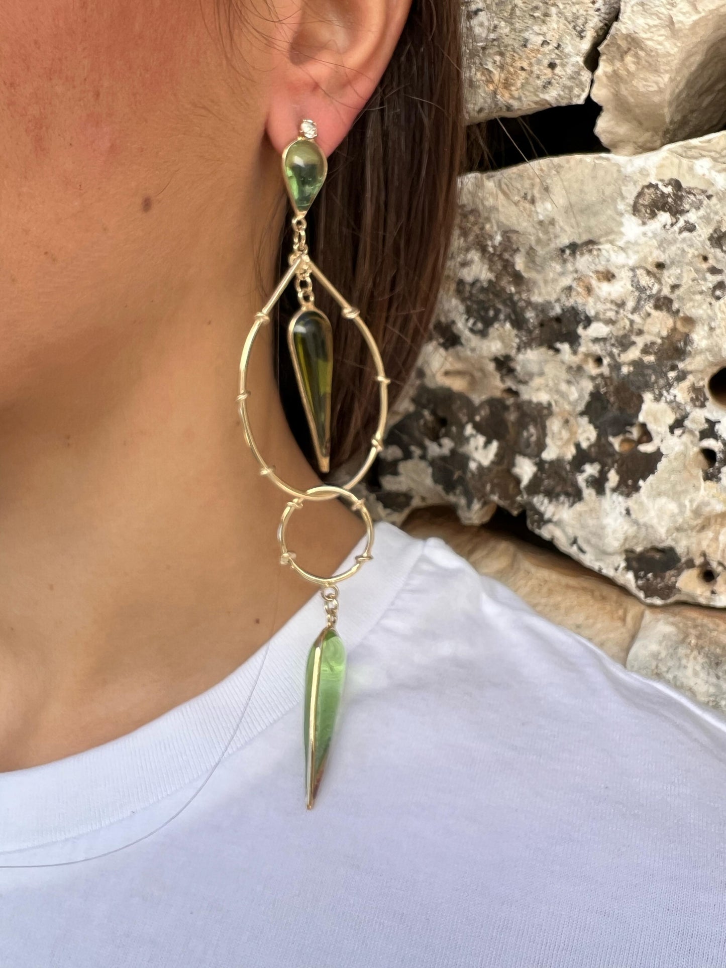 Boucles d'oreilles - Bambou Celeste Long vert