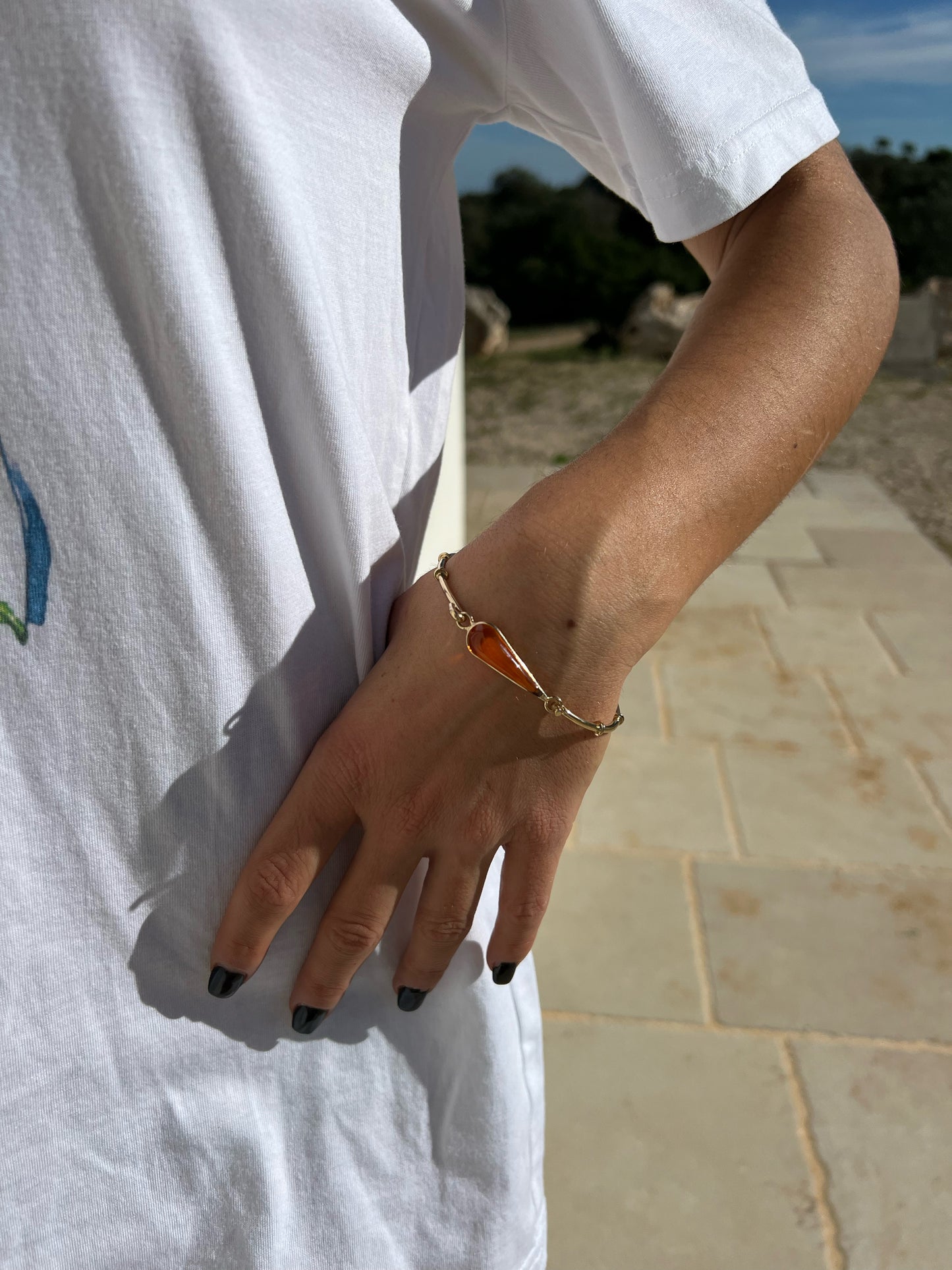 Bracelet -   Bamboo Celeste Orange