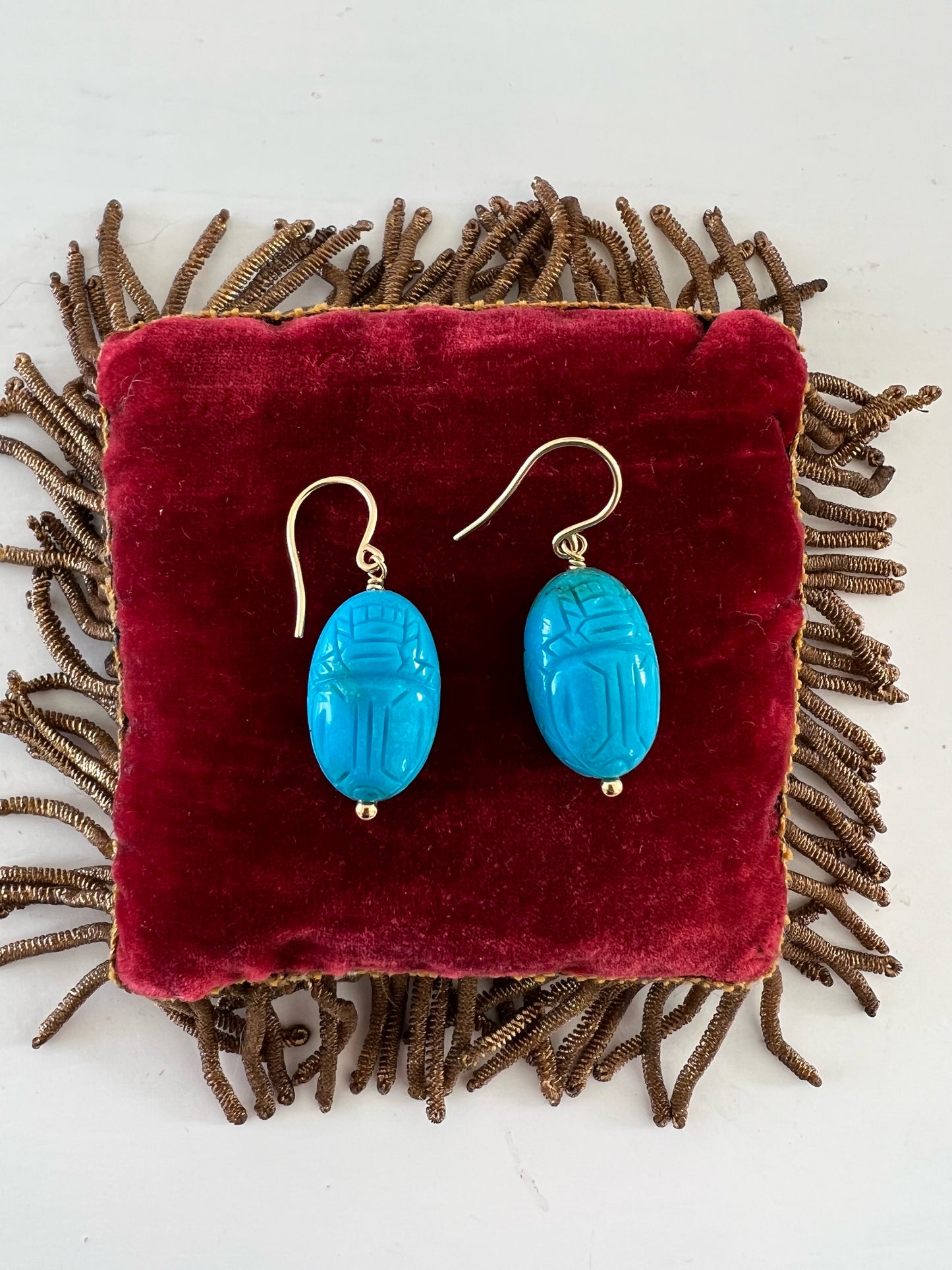 Earrings - Fine jewelry Golds Turquoise Scarab Earrings