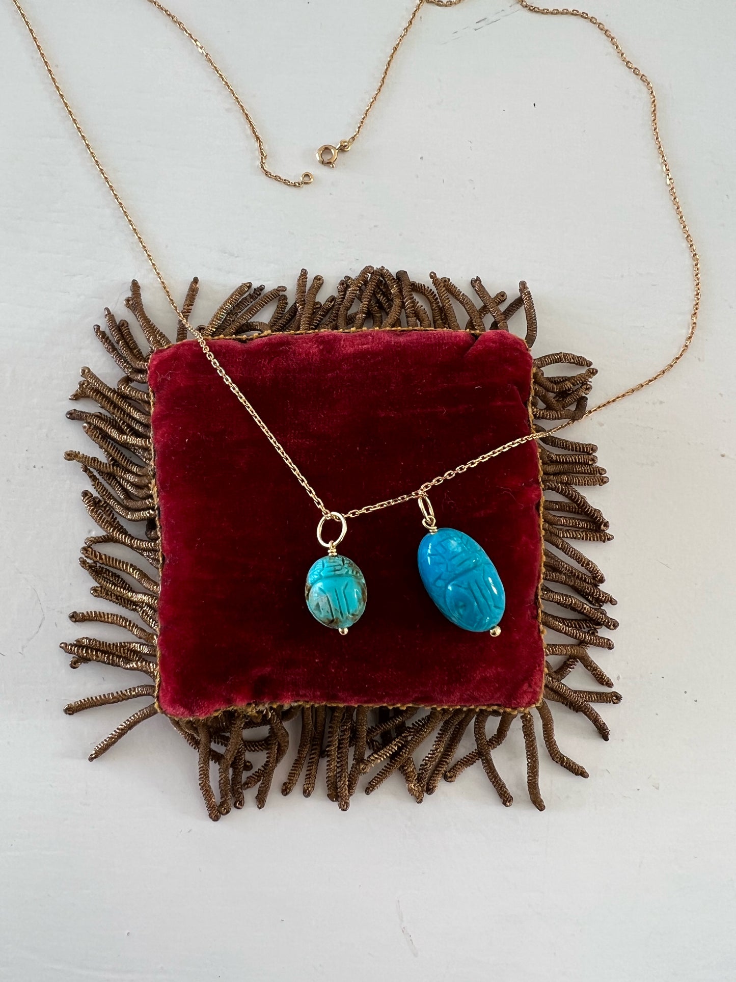 Collier - Bijoux fins Pendentif PETIT Scarabée Turquoise en Or