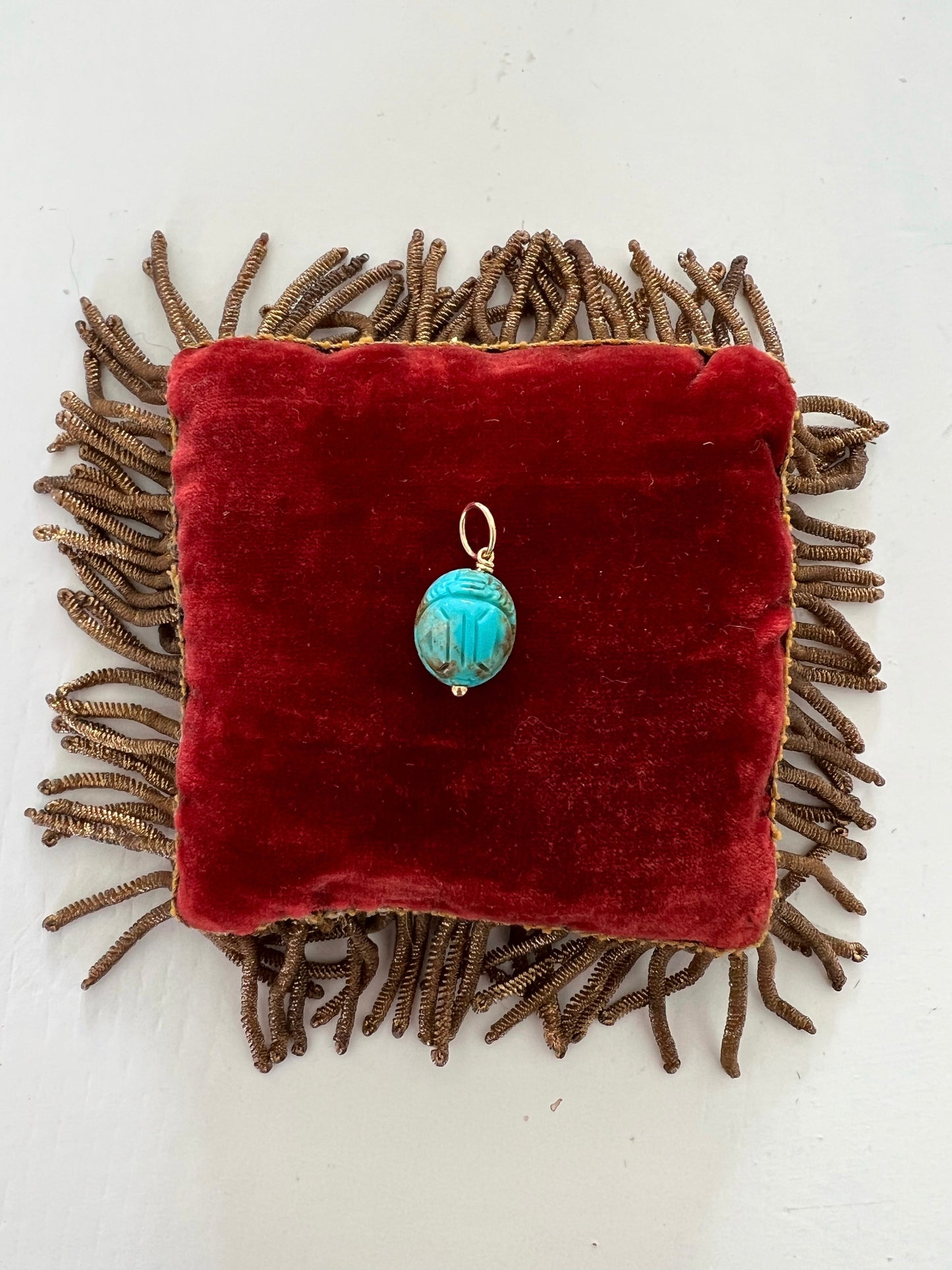 Collier - Bijoux fins Pendentif PETIT Scarabée Turquoise en Or