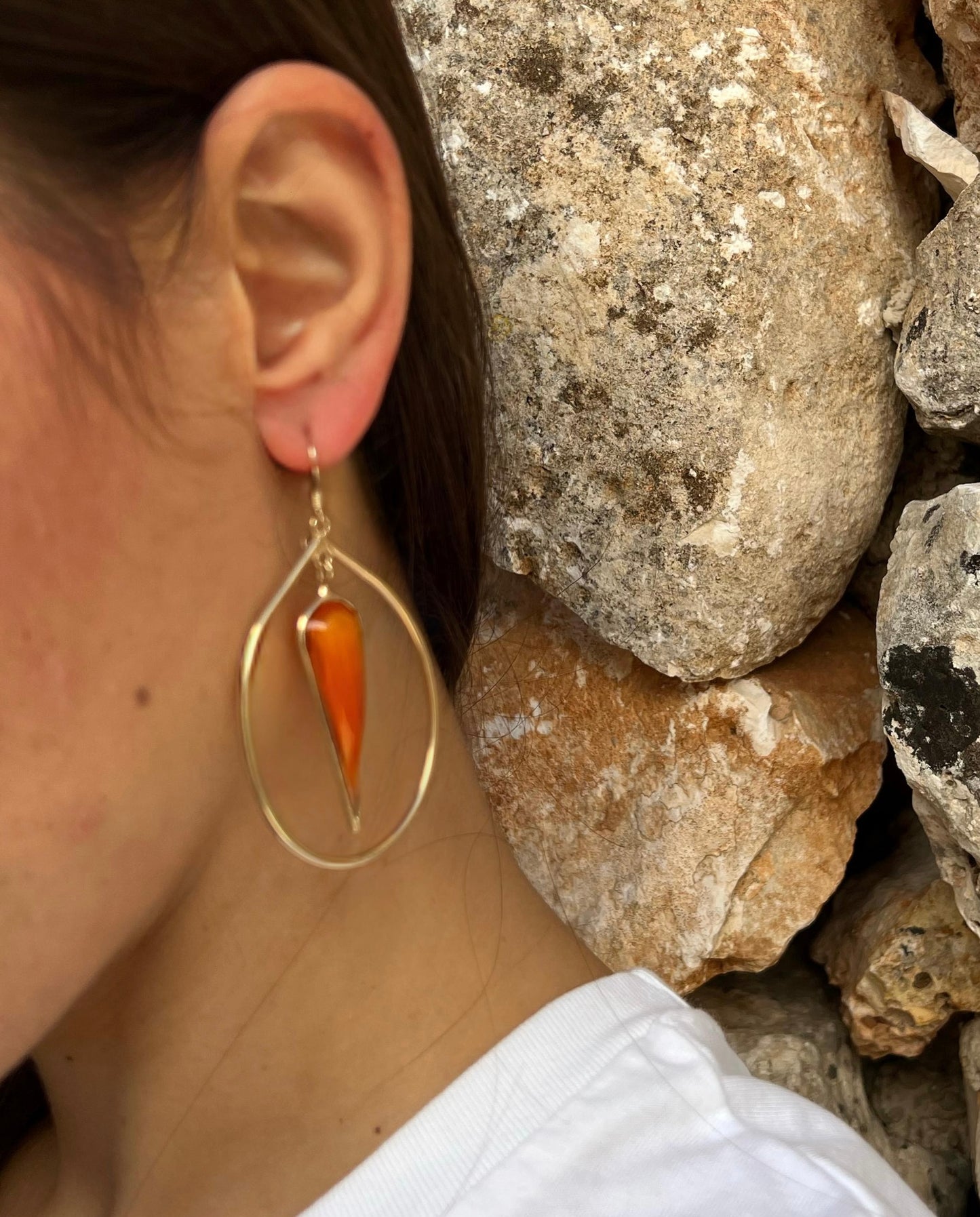 Boucles d'oreilles - Bambou Celeste Orange