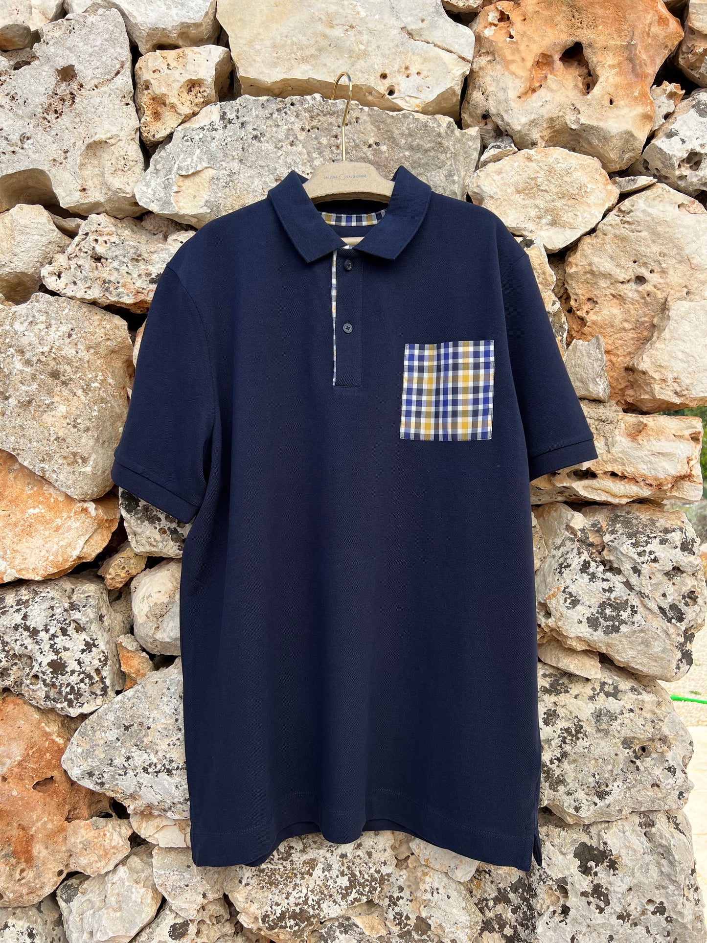 Polo GV - Stampa a quadretti Blu Navy