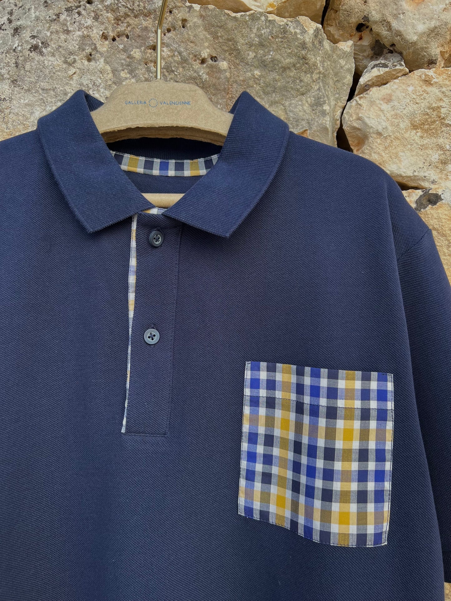 Polo GV - Stampa a quadretti Blu Navy