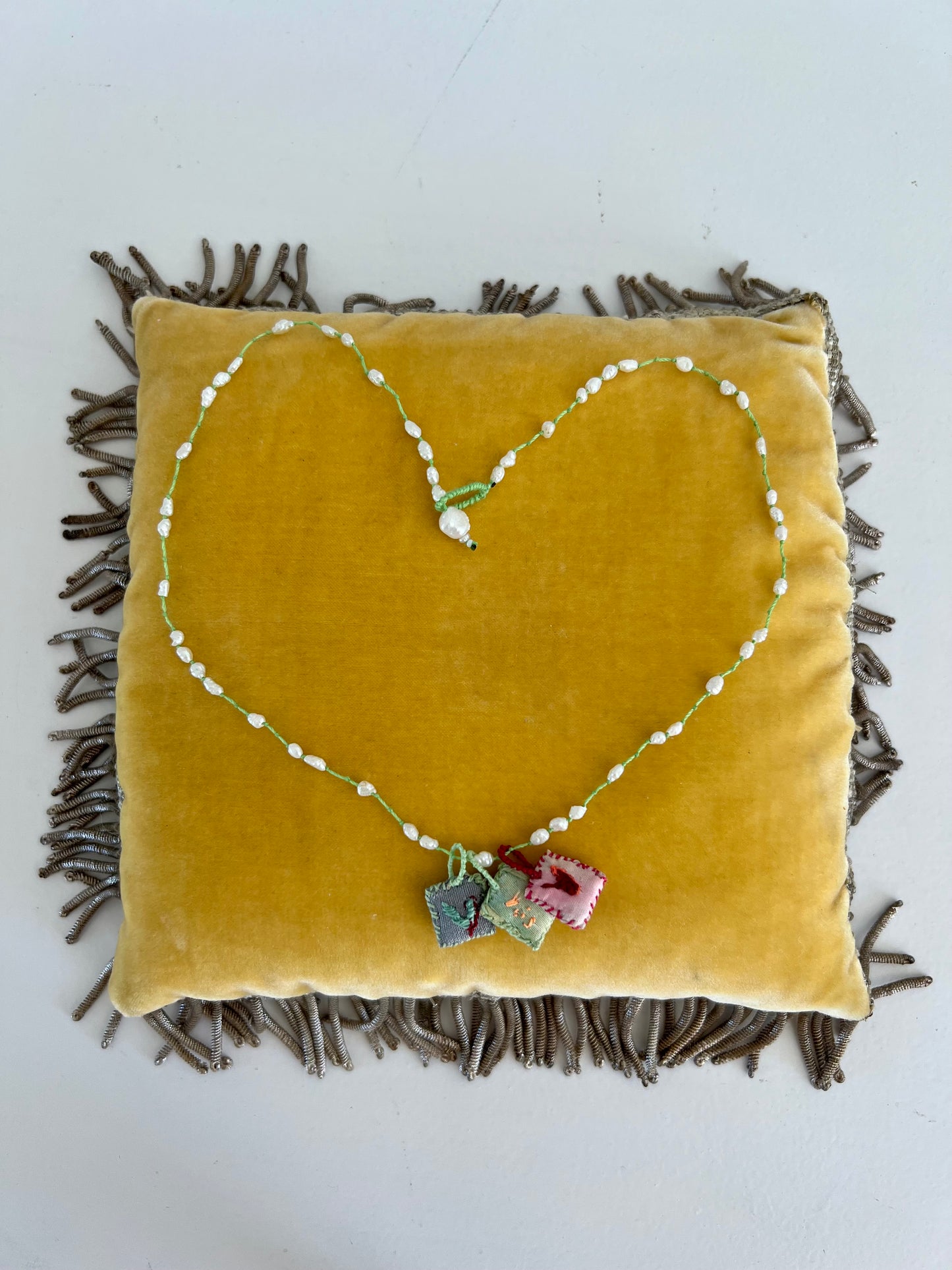 Necklace - Sophia Mother pearl necklace With Pastel Blue, Pink, green Cushions