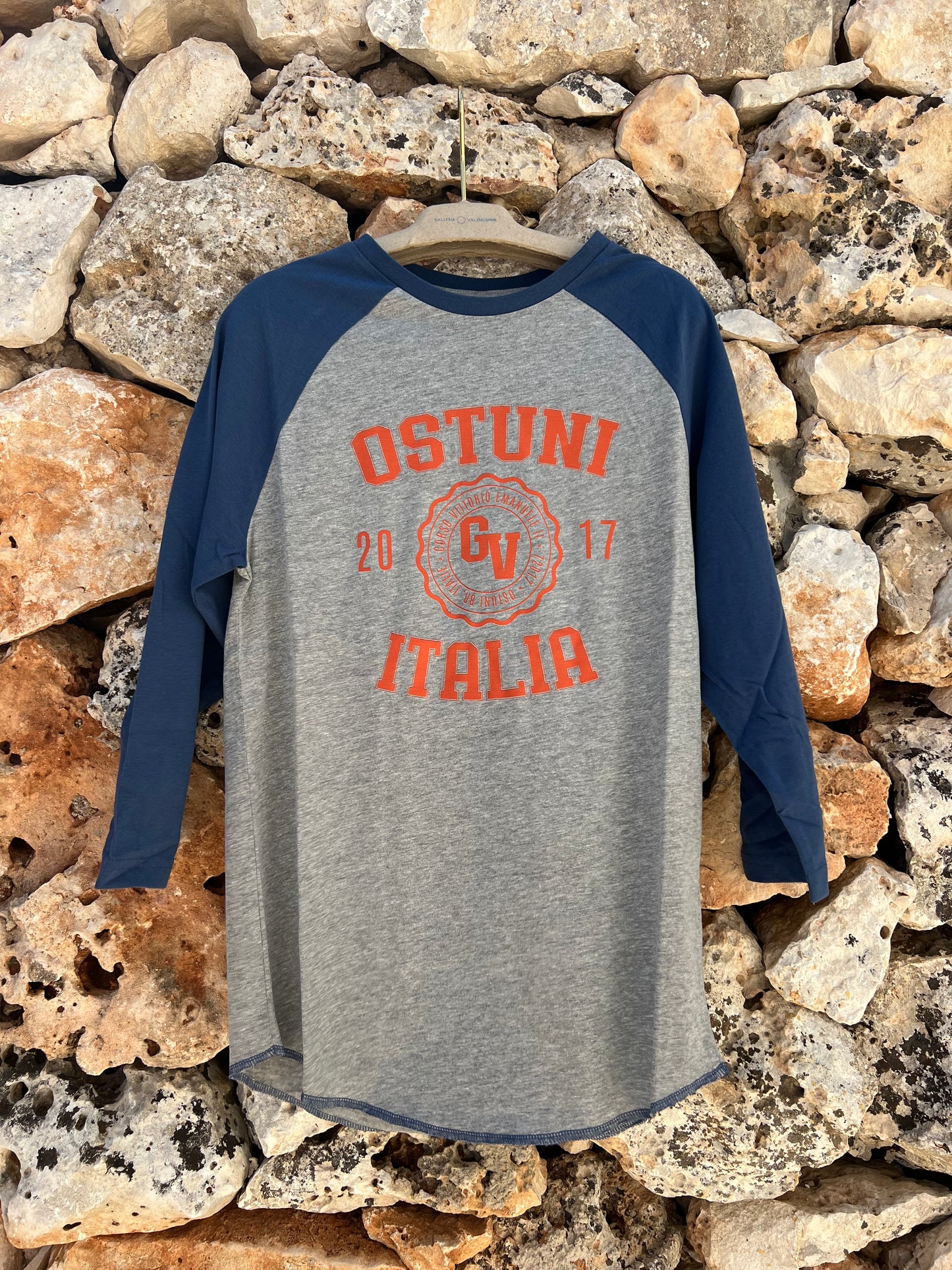 T-shirt - Manches 3/4 Bleu/Gris Baseball Ostuni Unisexe