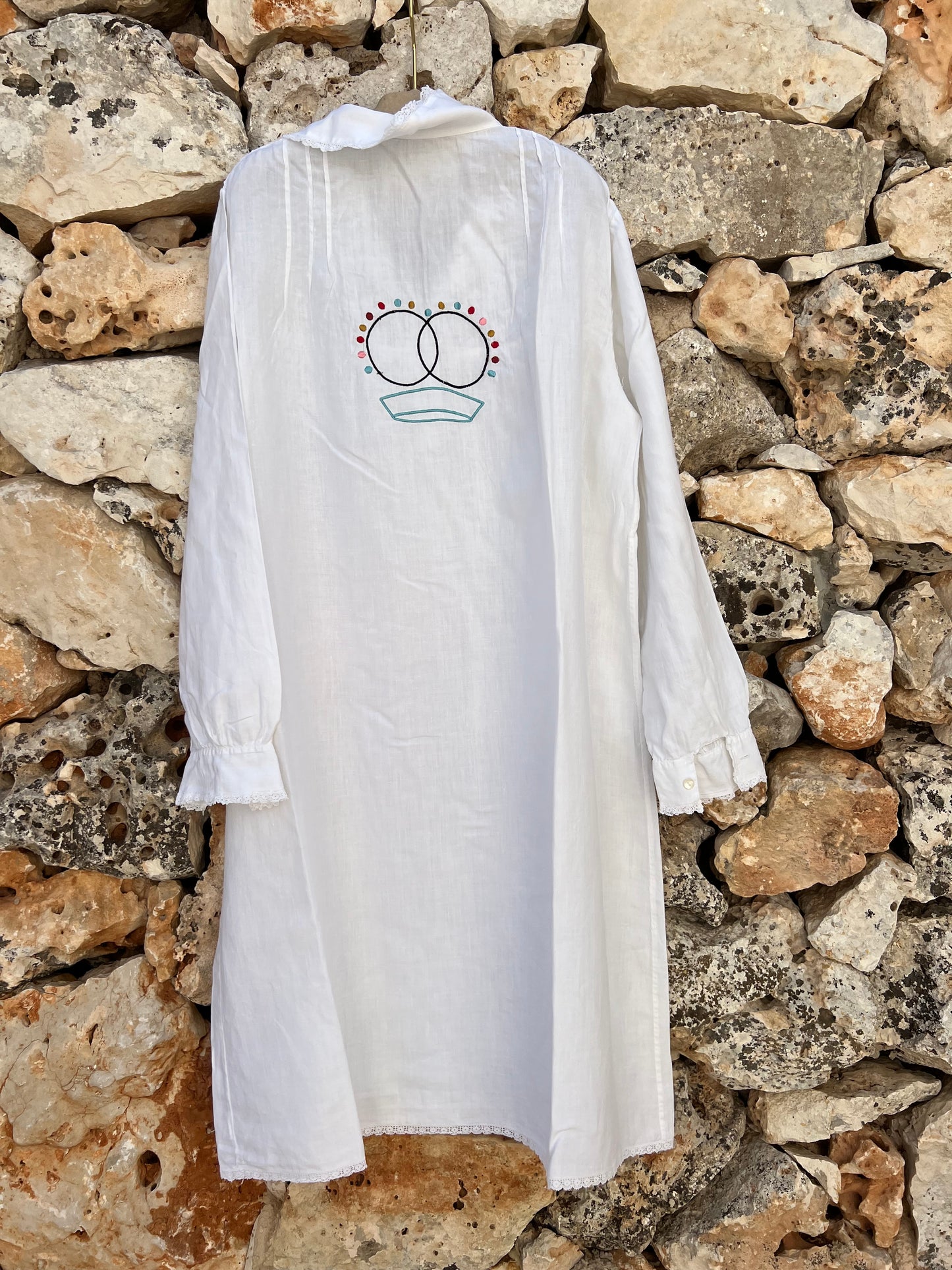 Vintage Embroidered Beach Dress - Logo GV Crown