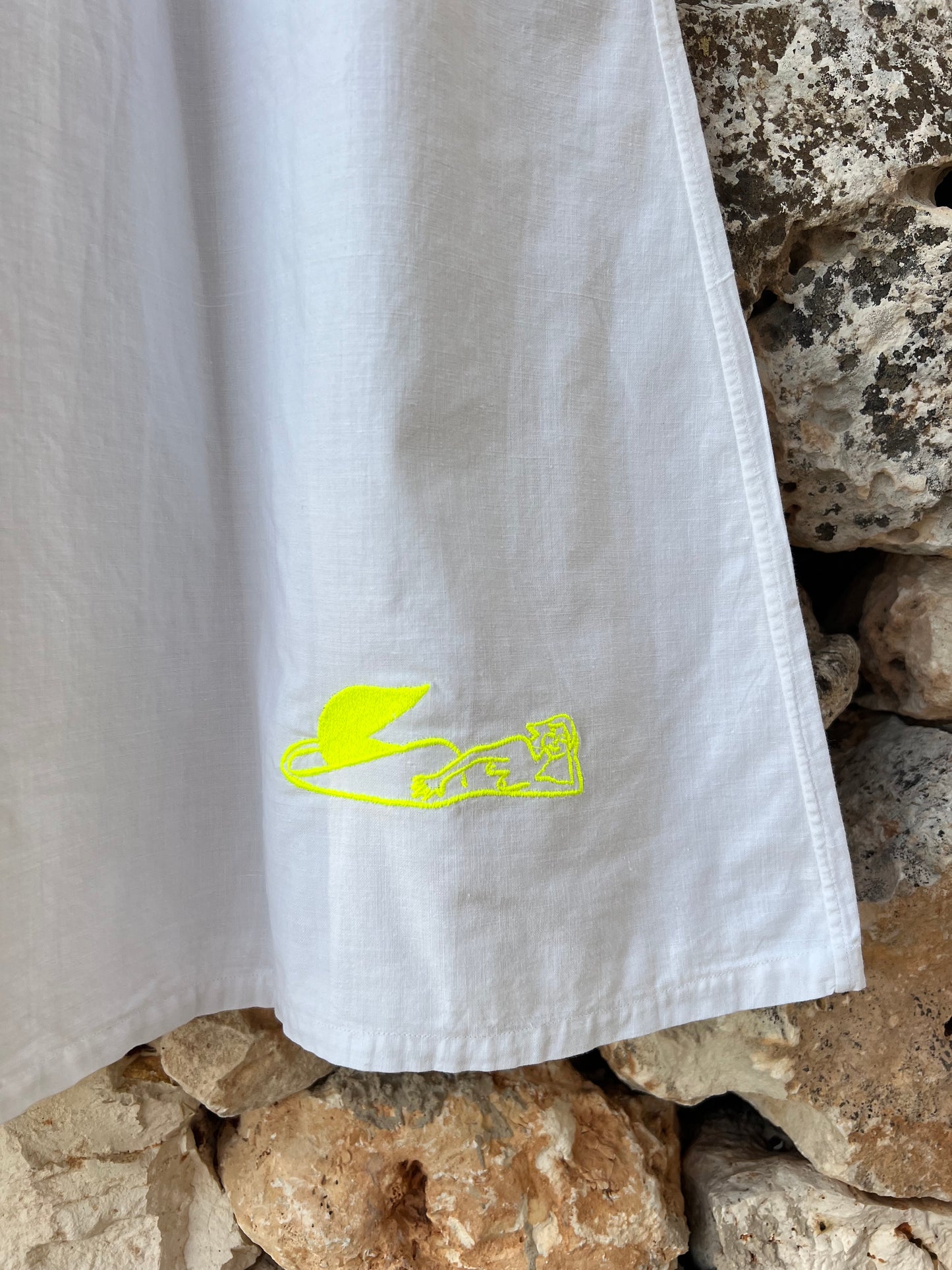 Vintage Embroidered Beach Dress - yellow fluo Mermaid