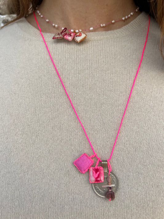 Necklace - Long Fluo Pink