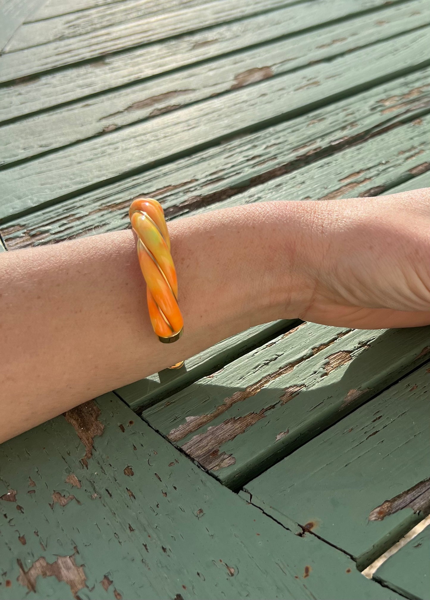 Bracelet - Jonc DIANA Tie & Dye Orange and yellow