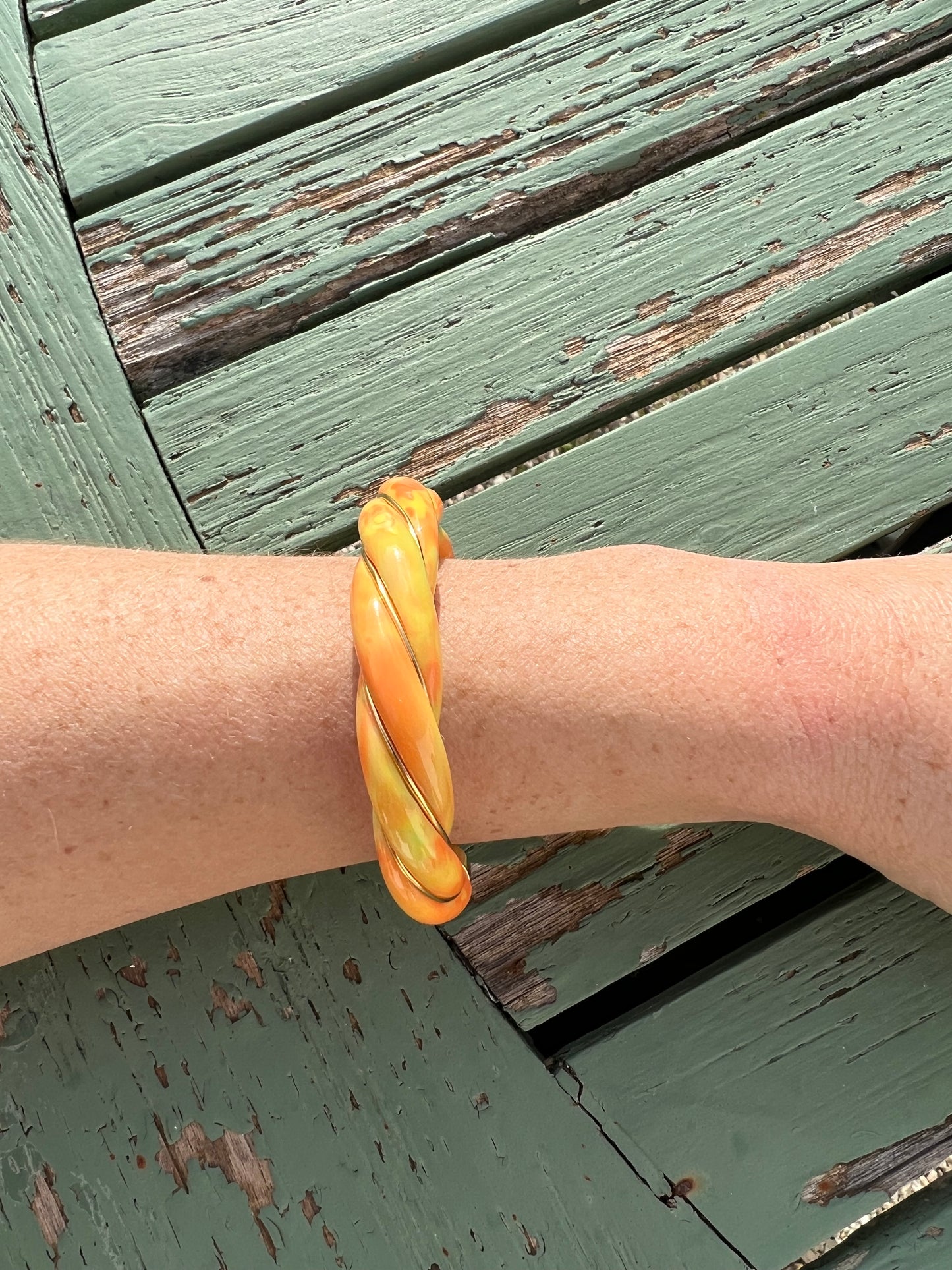 Bracelet - Jonc DIANA Tie & Dye Orange and yellow