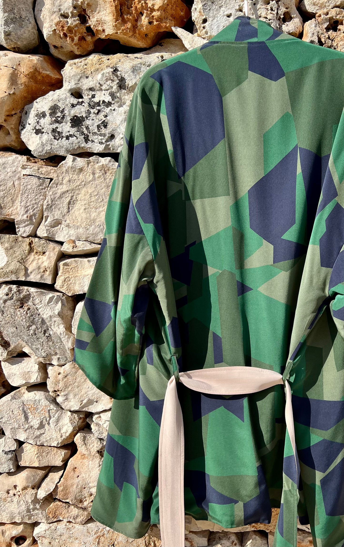 Kimono - Camouflage verde all'interno di cipria