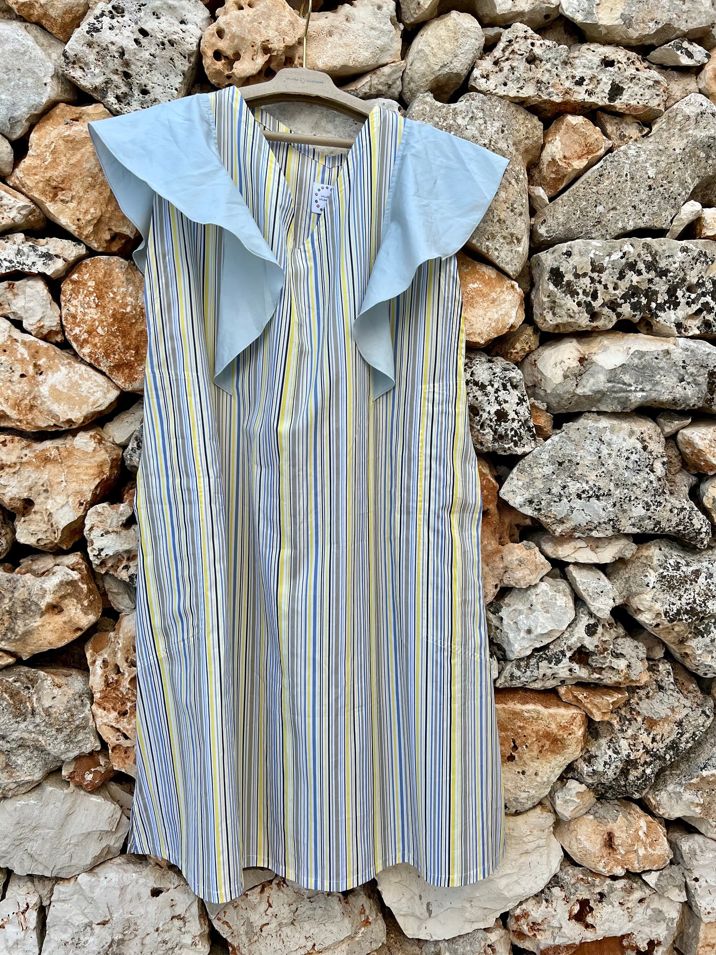 Dress - FARFALLE - Blue & Yellow Stripes