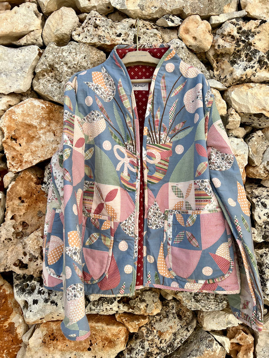 Veste - Longue matelassée patchwork pastel 1