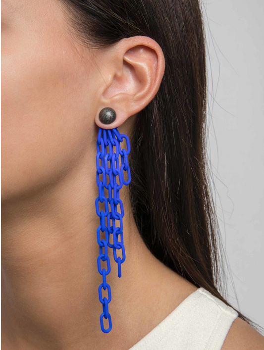 Boucles d'oreilles - Boucles d'oreilles enchaînées Bleu électrique