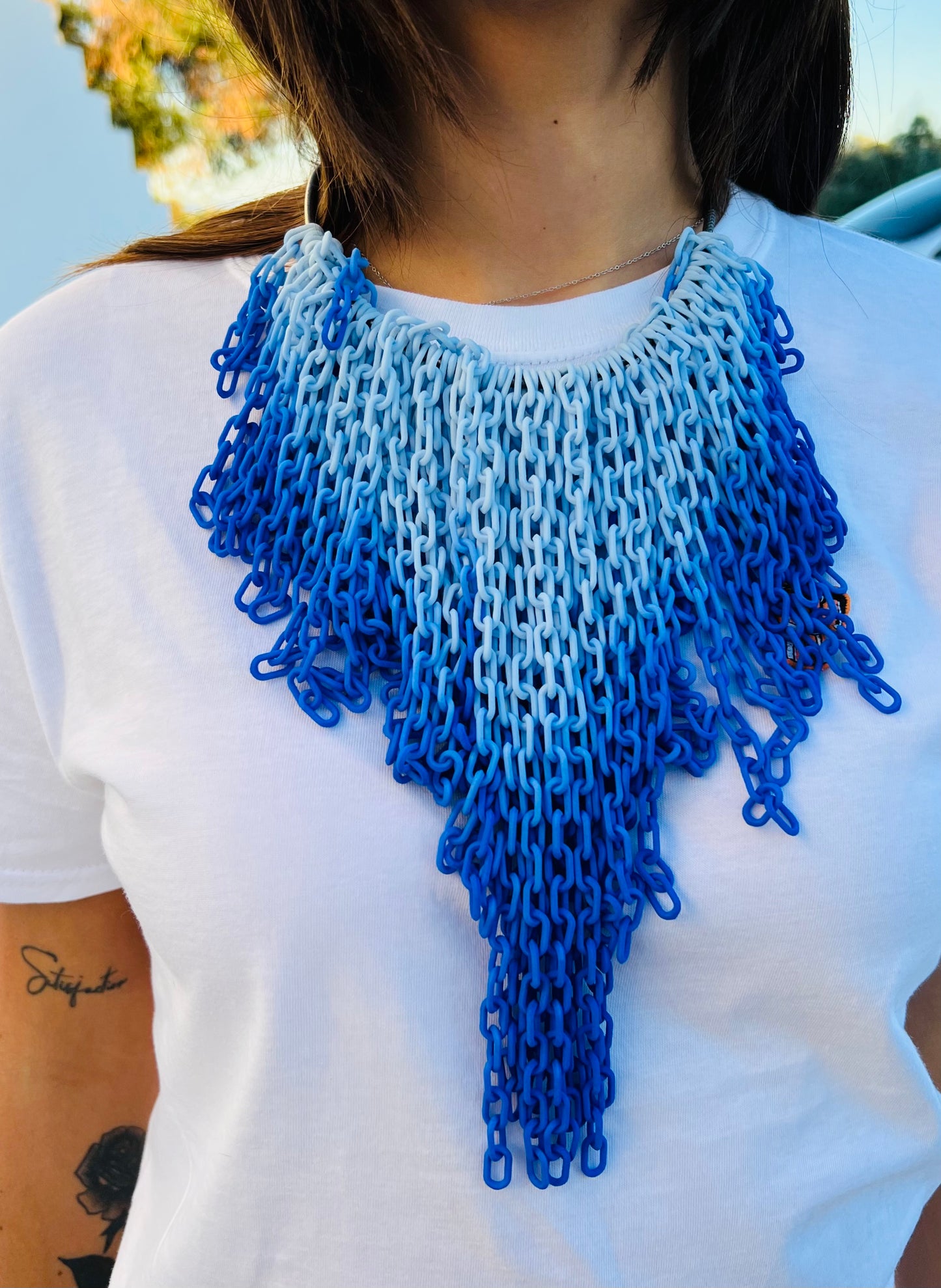 Necklace - Chained Electric blue