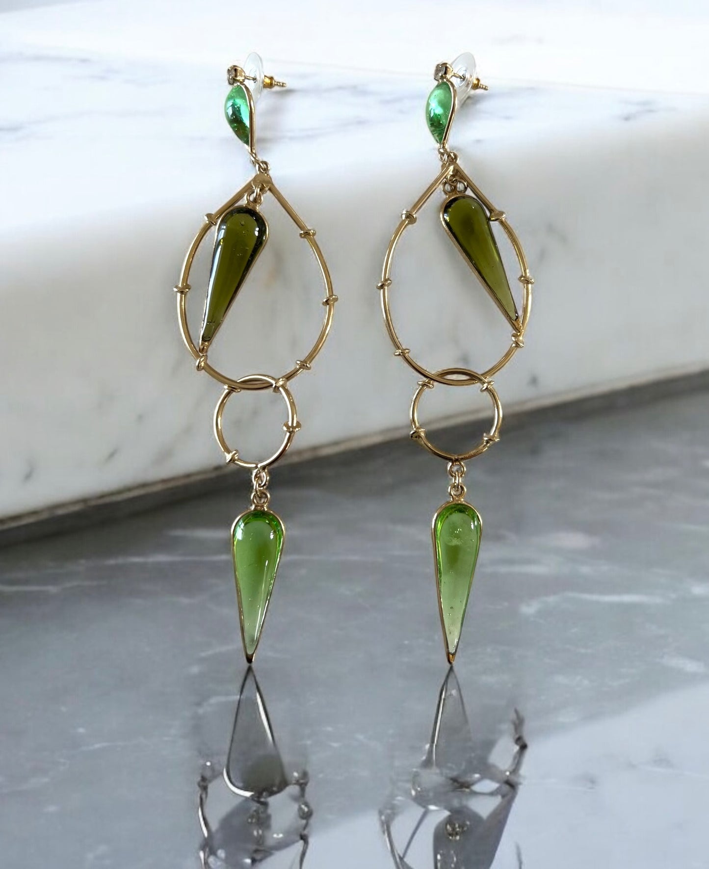 Boucles d'oreilles - Bambou Celeste Long vert